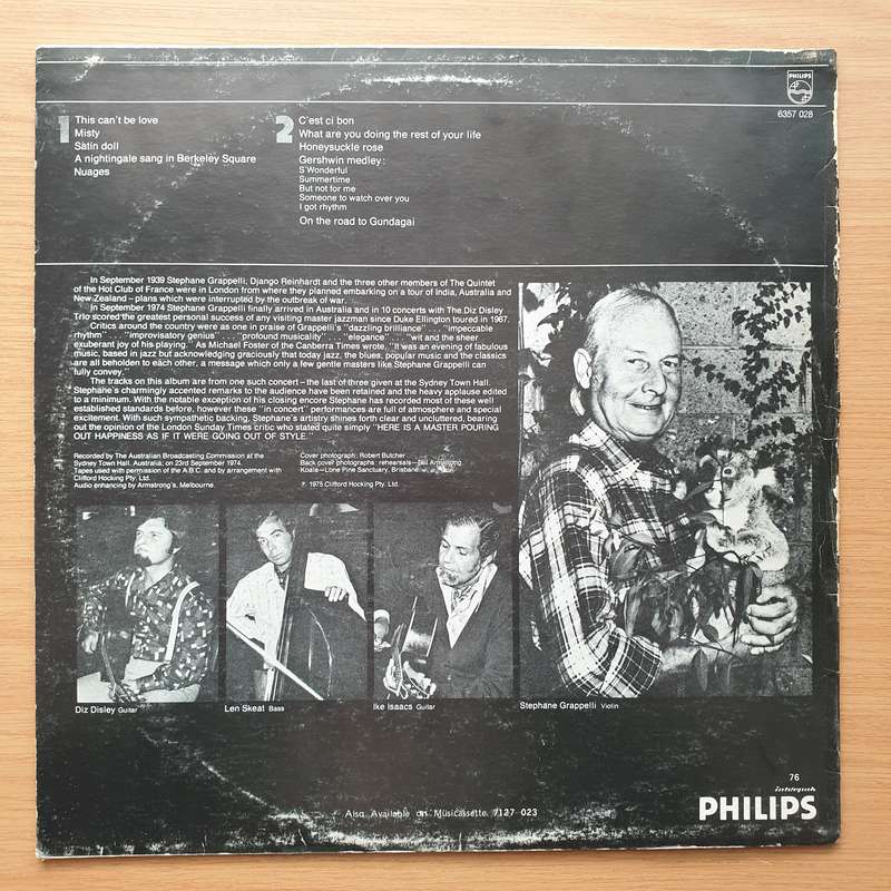 Stephane Grappelli And The Diz Disley Trio  On The Road -  Vinyl LP Record - Very-Good+ Qualit...