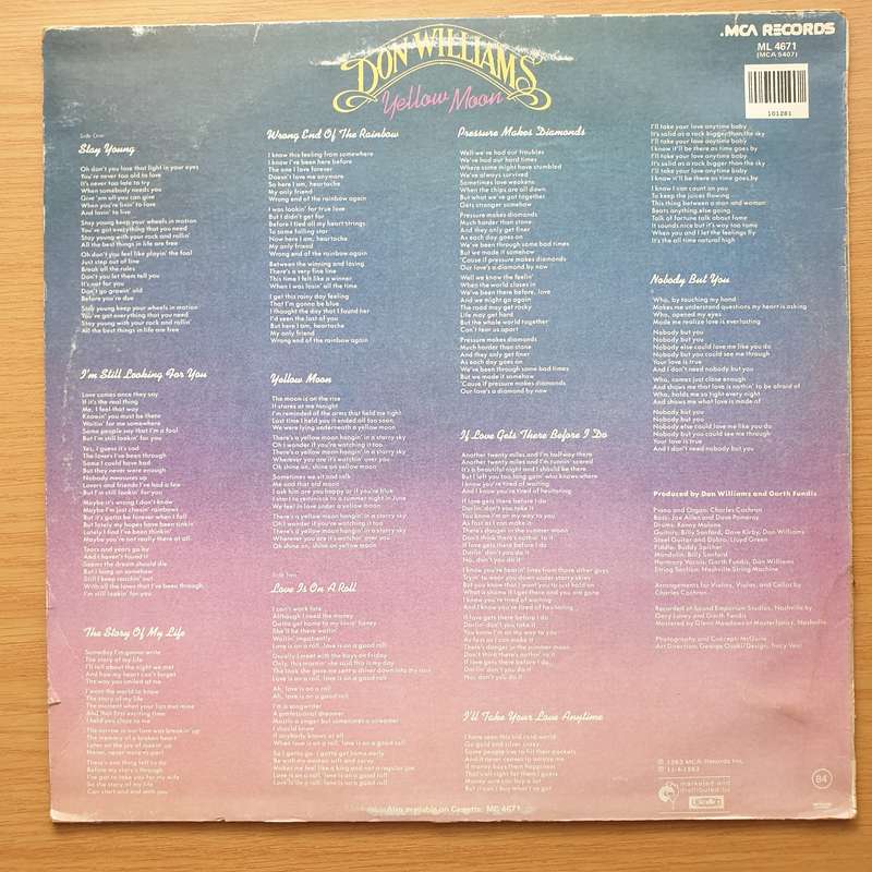 Don Williams  Yellow Moon - Vinyl LP Record - Very-Good+ Quality (VG+)