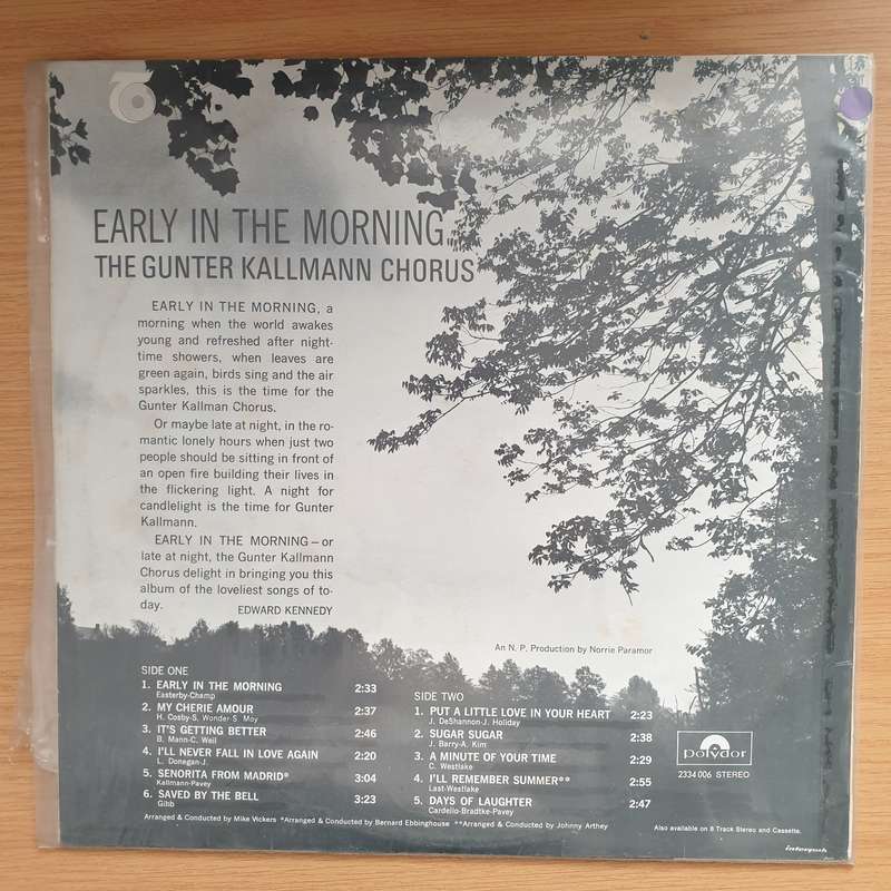 The Gunter Kallmann Chorus  Early In The Morning - Vinyl LP Record - Very-Good+ Quality (VG+)