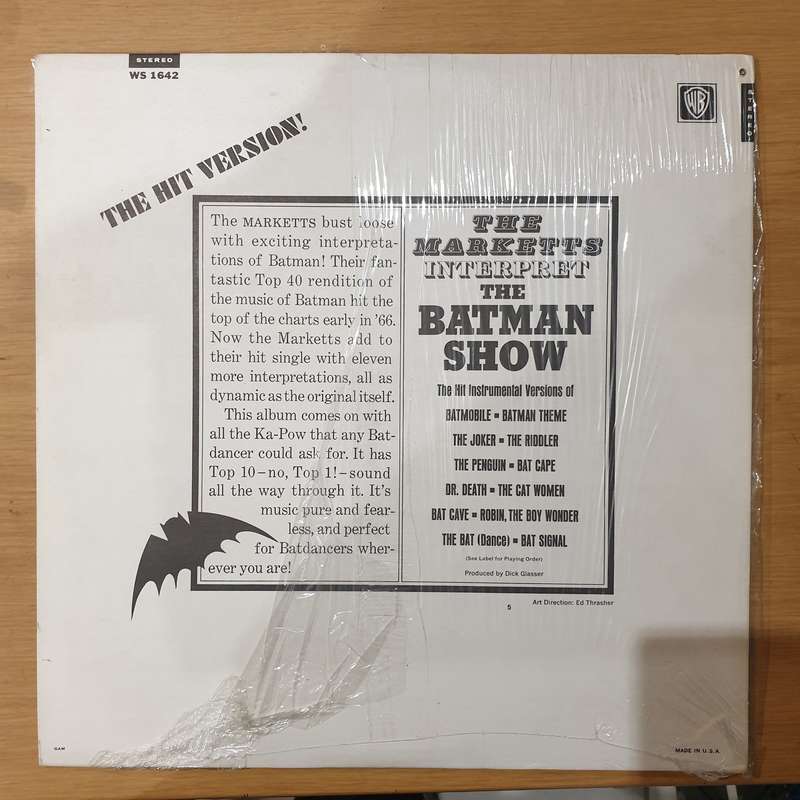 The Batman Theme - Played by the Marketts (Rare)  Vinyl LP Record - Very-Good+ Quality (VG+)