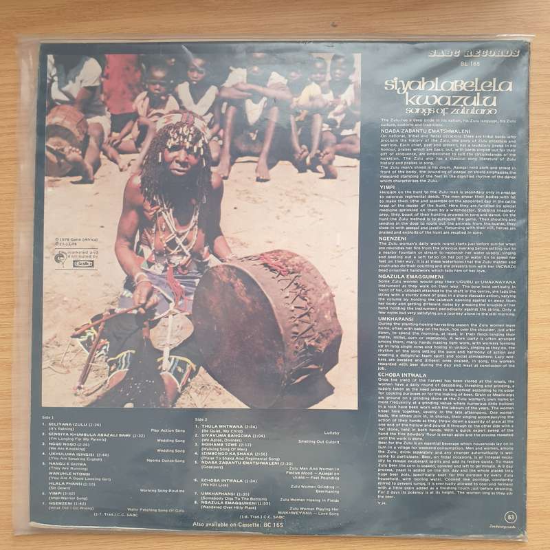 Siyahlabelela - Kwazulu Songs of Zululand - Vinyl LP Record - Very-Good+ Quality (VG+)