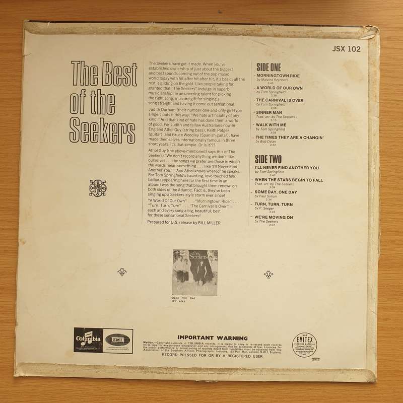 The Best Of The Seekers - Vinyl LP Record - Very-Good+ Quality (VG+)
