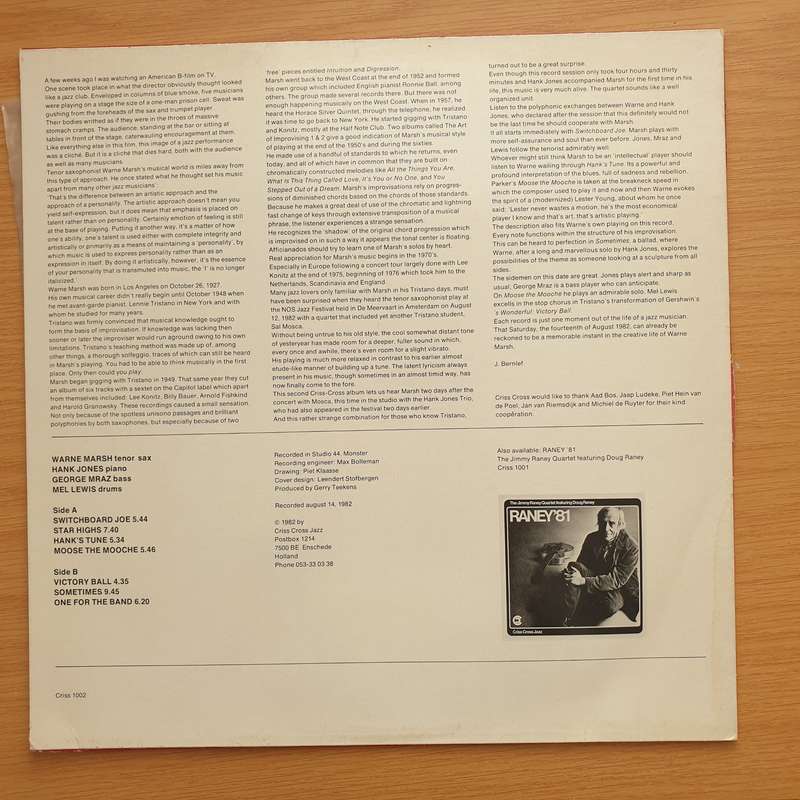 Star Highs - Warne Marsh With Hank Jones, George Mraz And Mel Lewis  Vinyl LP Record - Very-Go...