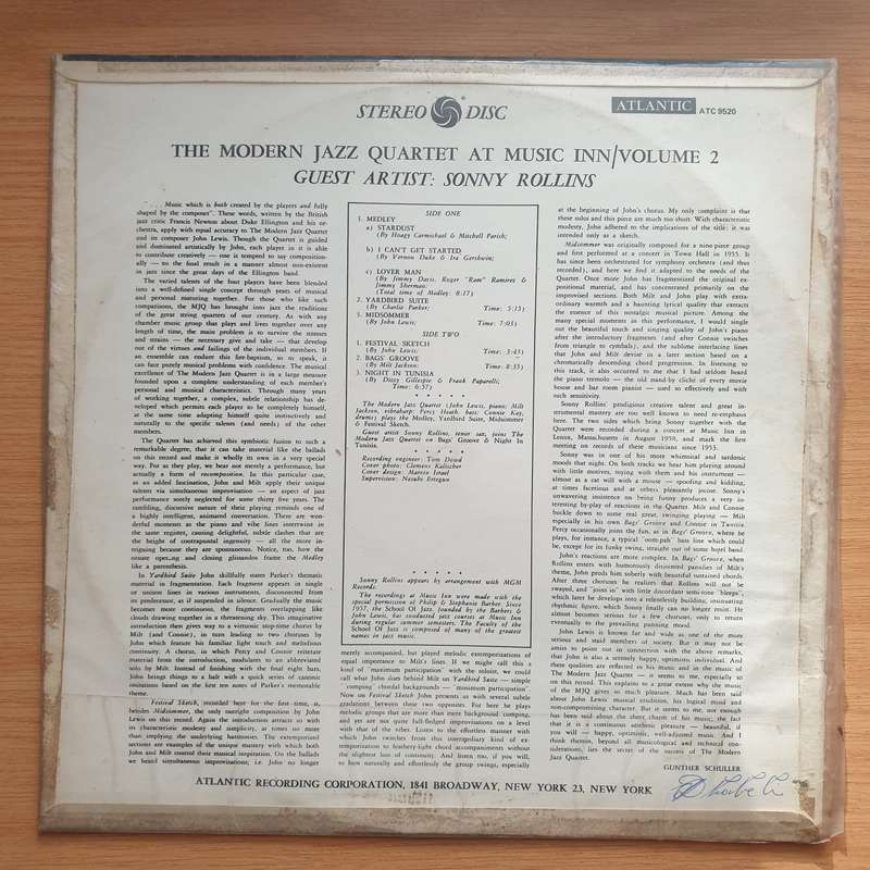 The Modern Jazz Quartet - Guest Artist: Sonny Rollins  At Music Inn  Volume 2 (9520) - Viny...