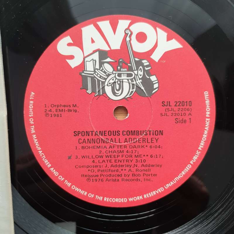 Cannonball Adderley  Spontaneous Combustion (Volume 1) - Vinyl LP Record - Very-Good+ Quality ...