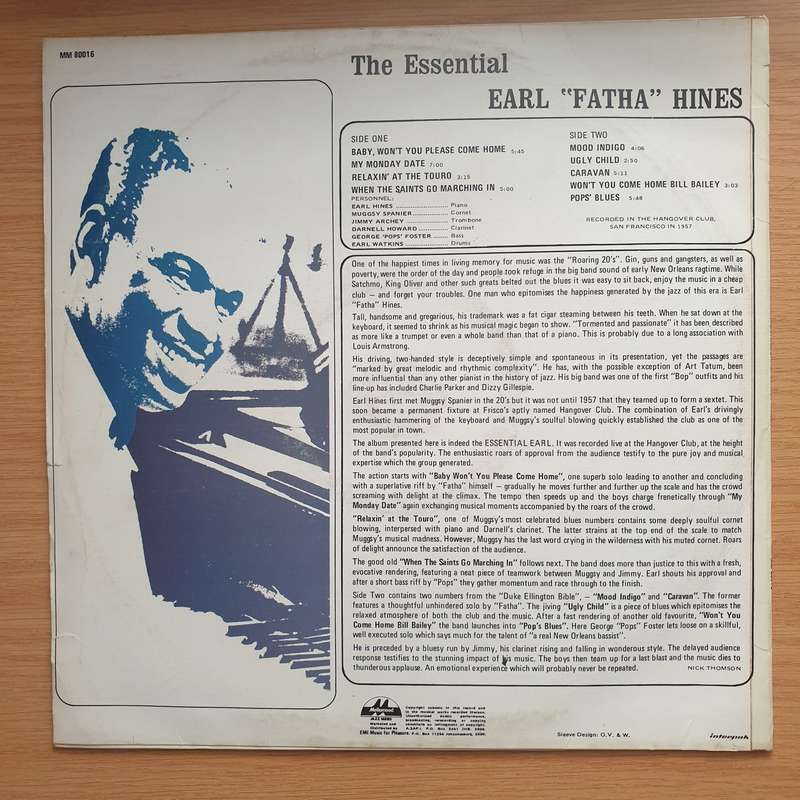Earl Hines  The Essential Earl "Fatha" Hines - Vinyl LP Record - Very-Good+ Quality (VG+)