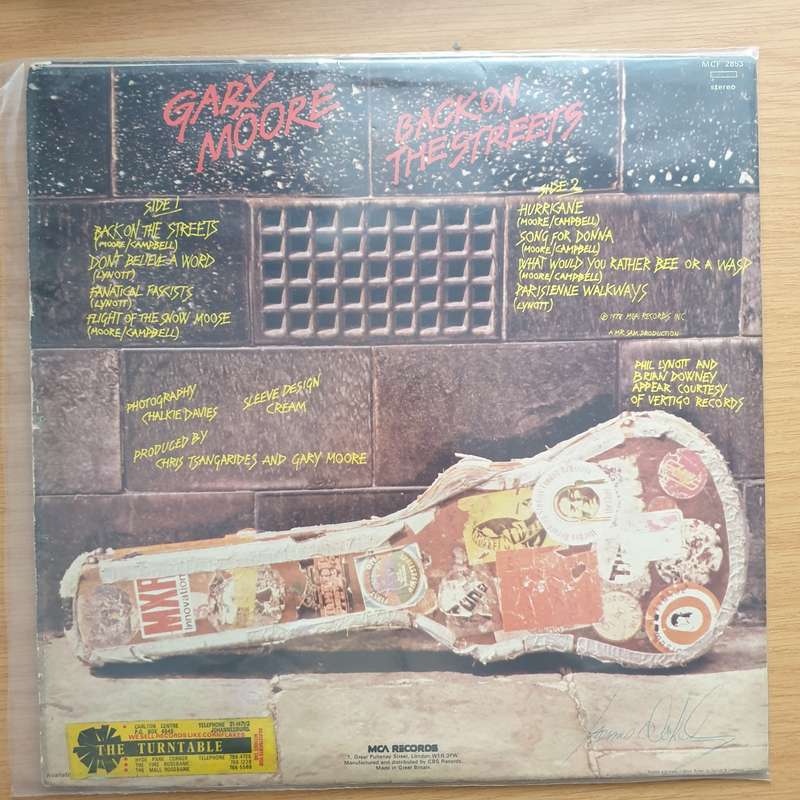 Gary Moore  Back On The Streets (UK Pressing) - Vinyl LP Record - Very-Good+ Quality (VG+)