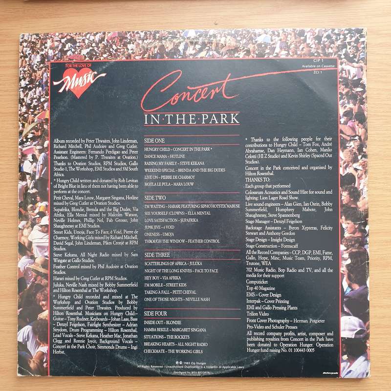 Concert In The Park - South Africa - Double Vinyl LP Record - Very-Good+ Quality (VG+)