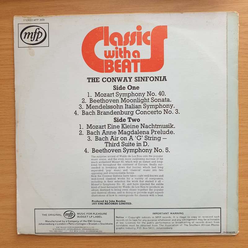 Classics With A Beat - The Conway Sinfonia  Vinyl LP Record - Very-Good+ Quality (VG+)