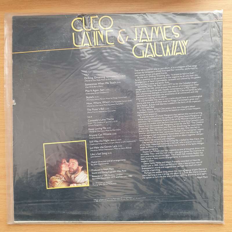 Cleo Laine & James Galway  Sometimes When We Touch  Vinyl LP Record - Very-Good+ Quality (VG+)