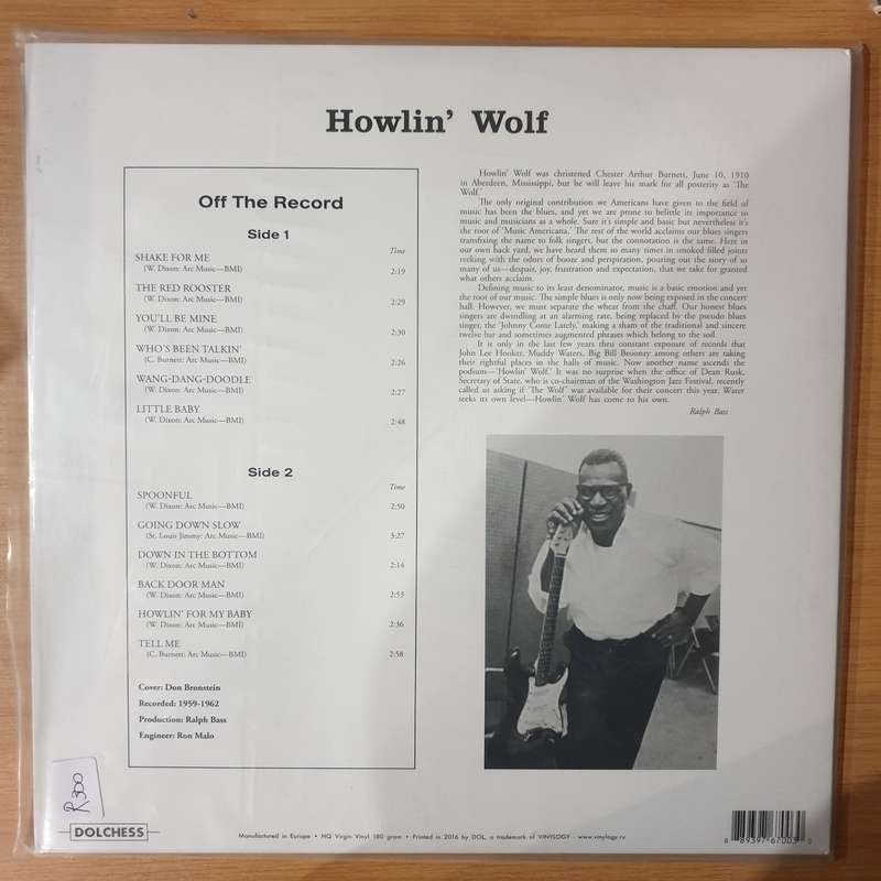 Howlin' Wolf  Off The Record - Picture Disc  Vinyl LP Record - Very-Good+ Quality (VG+)