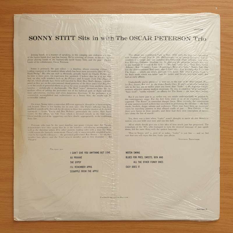 Sonny Stitt With The Oscar Peterson Trio  Sonny Stitt Sits In With The Oscar Peterson Trio - V...
