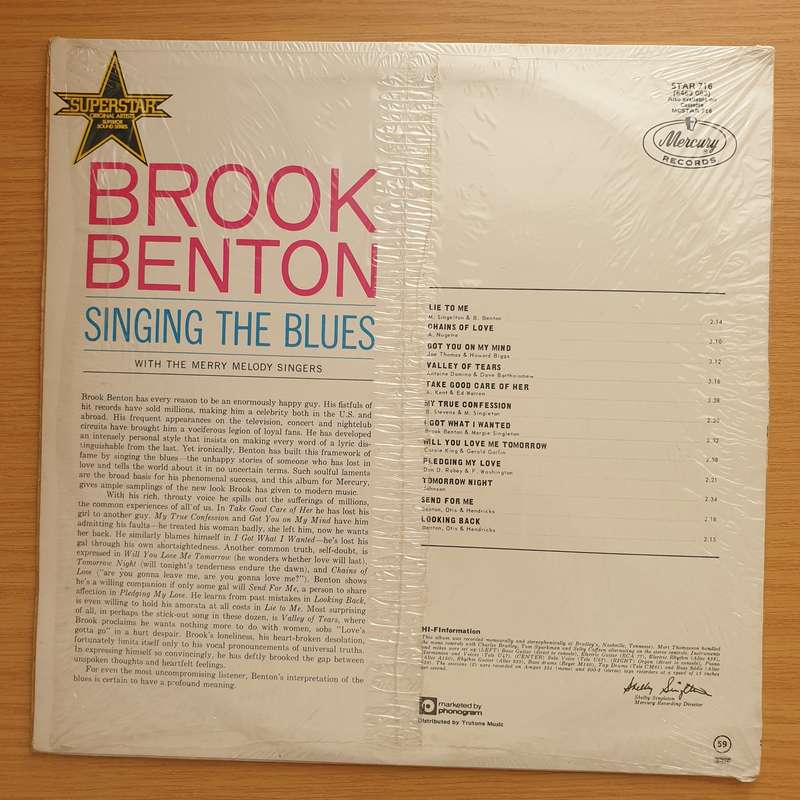 Brook Benton  Lie To Me - Brook Benton Singing The Blues -  Vinyl LP Record - Very-Good+ Qu...