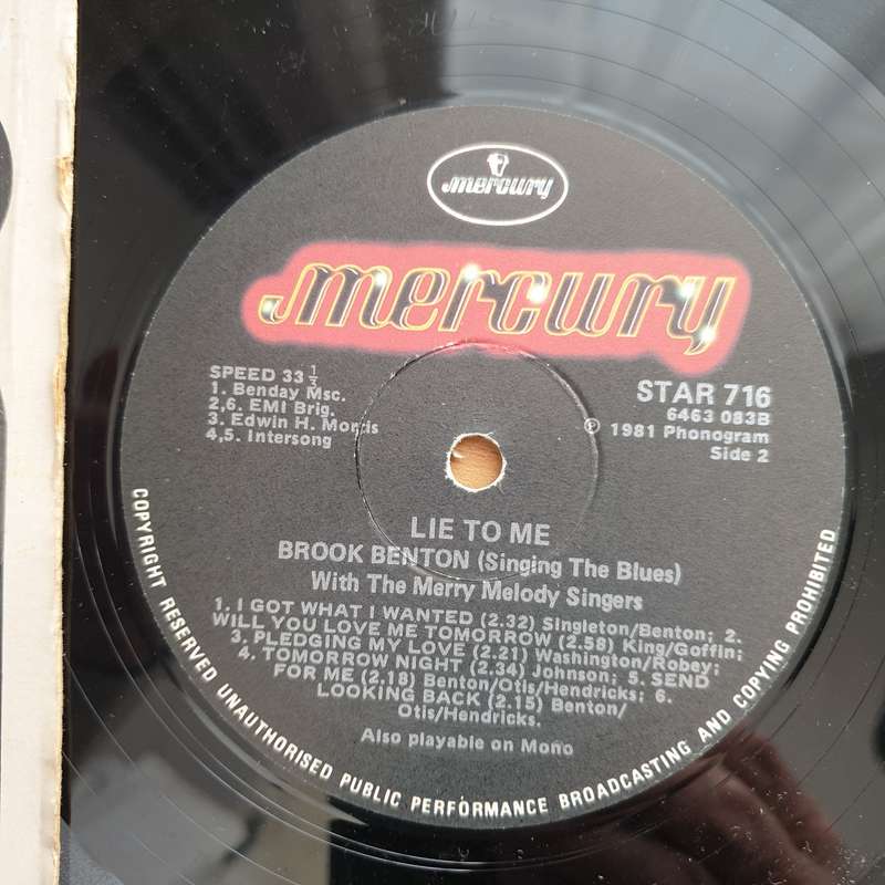 Brook Benton  Lie To Me - Brook Benton Singing The Blues -  Vinyl LP Record - Very-Good+ Qu...