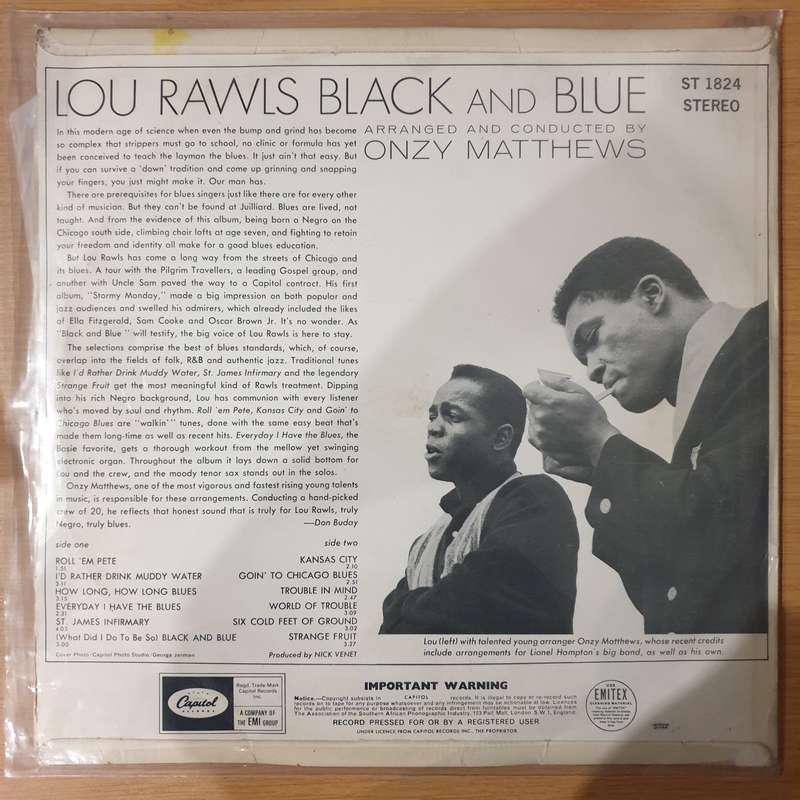 Lou Rawls  Black And Blue - Vinyl LP Record - Very-Good+ Quality (VG+)