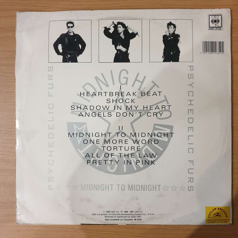 The Psychedelic Furs  Midnight To Midnight  Vinyl LP Record - Very-Good+ Quality (VG+)