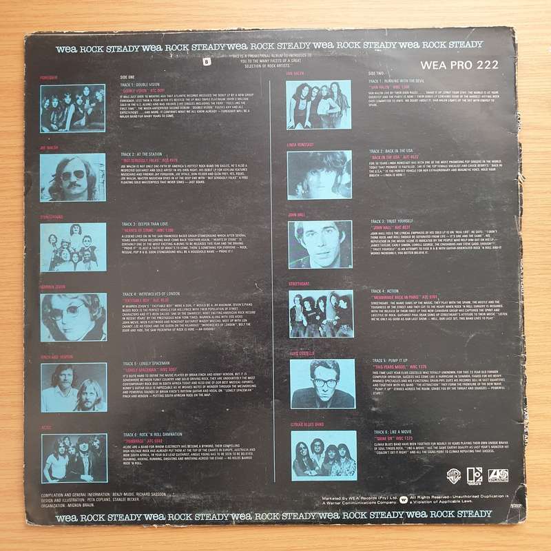 Rock Steady - Orginal Artists - WEA Promo Album (AC/DC, Stomeground, Elvis Costello...)  - Vinyl ...