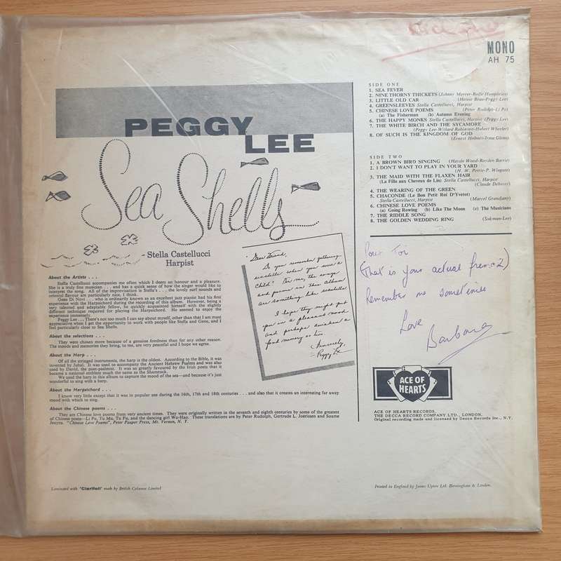 Peggy Lee  Sea Shells -  Vinyl LP Record - Very-Good+ Quality (VG+)