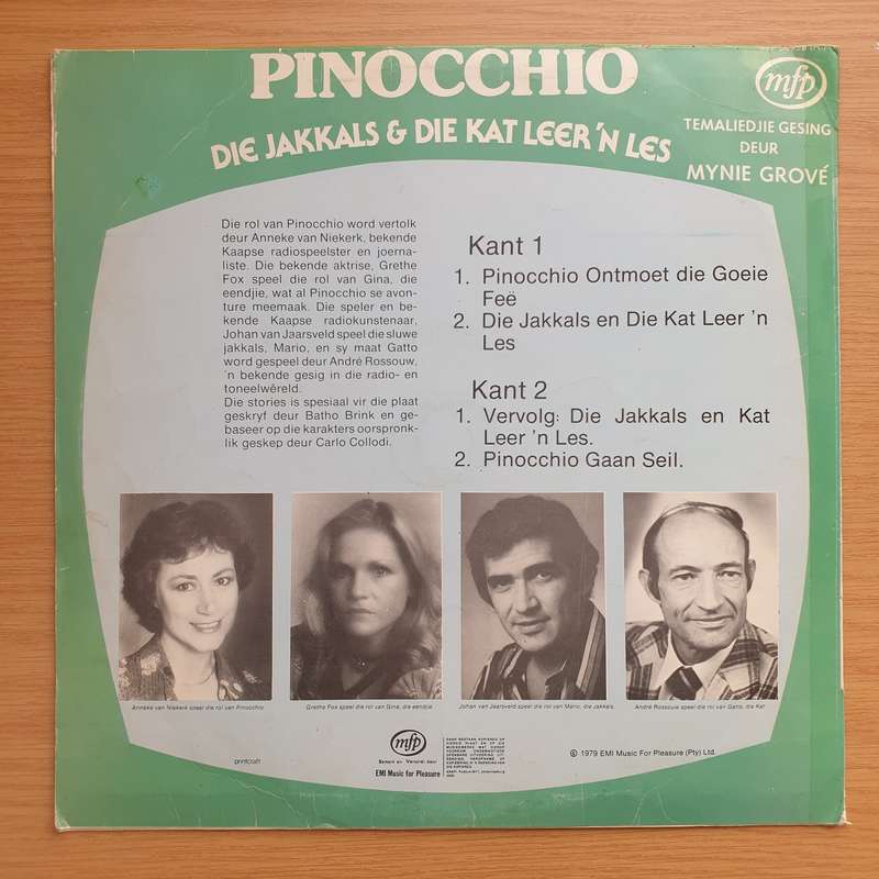Pinocchio (Afrikaans) - Die Jakkals & Die Kat Leer 'n Les -  Vinyl LP Record - Very-Good+ Quality...