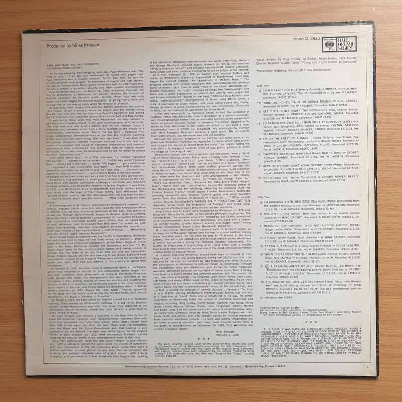 Whiteman And His Orchestra Featuring Bing Crosby - Vinyl LP Record - Very-Good+ Quality (VG+)