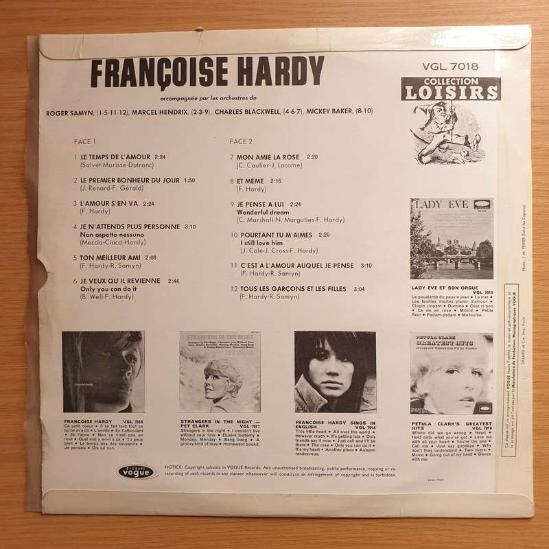 Francoise Hardy  Le Palmares - Vinyl LP Record - Very-Good+ Quality (VG+)