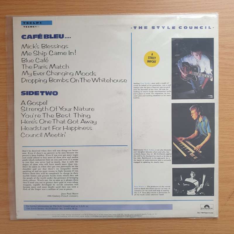 The Style Council  Café Bleu - Vinyl LP Record  - Opened  - Very-Good+ Quality (VG+)