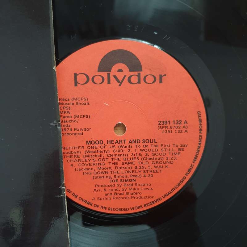 Joe Simon  Mood, Heart And Soul  Vinyl LP Record - Very-Good+ Quality (VG+) (verygoodplus)