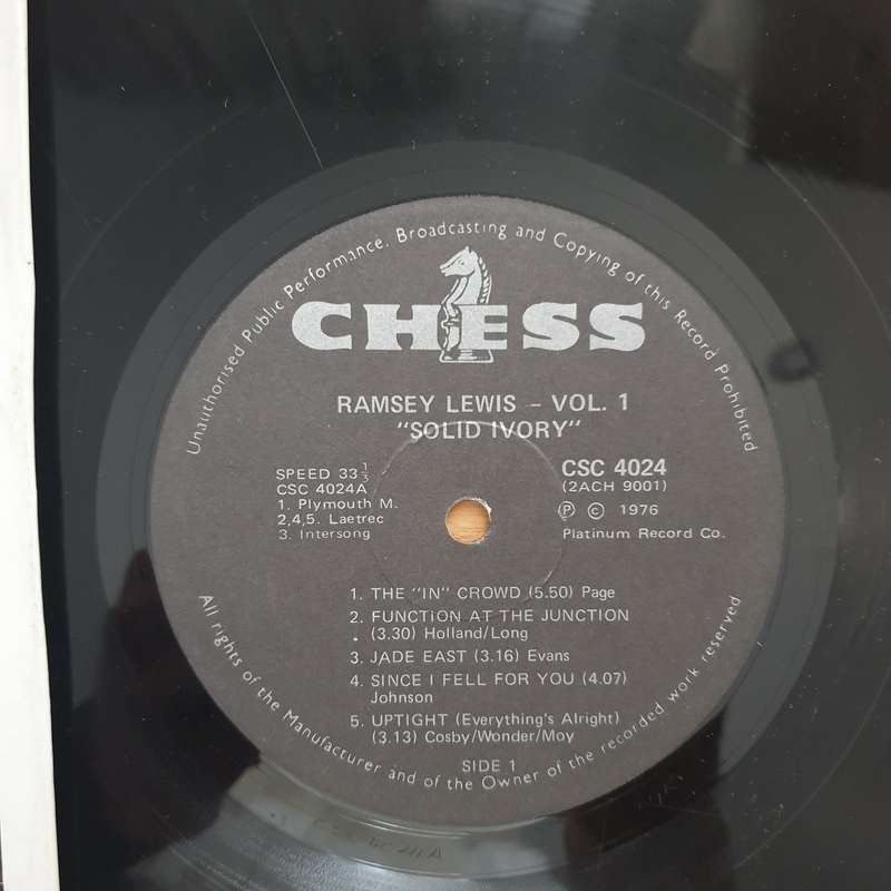 Ramsey Lewis  Ramsey Lewis - Vol. 1 "Solid Ivory"  Vinyl LP Record - Very-Good+ Quality (VG...