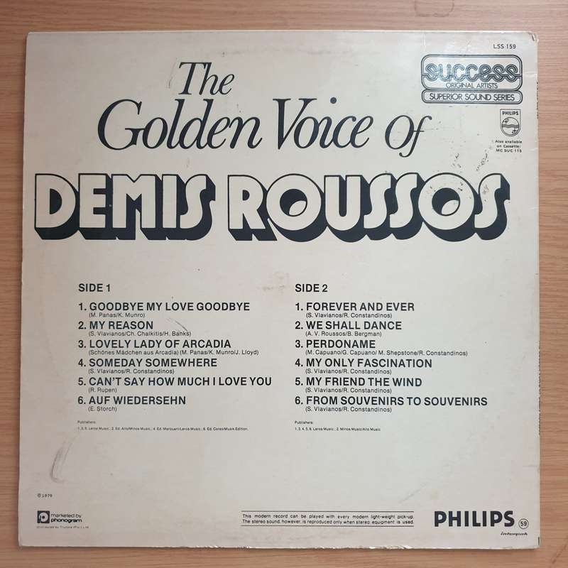 The Golden Voice of Demis Roussos  Vinyl LP Record - Very-Good+ Quality (VG+) (verygoodplus)