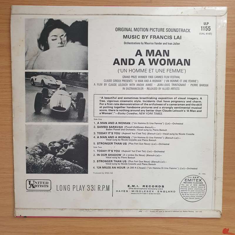A Man And A Woman (Original Motion Picture Soundtrack) - Francis Lai   - Vinyl LP Record - Goo...