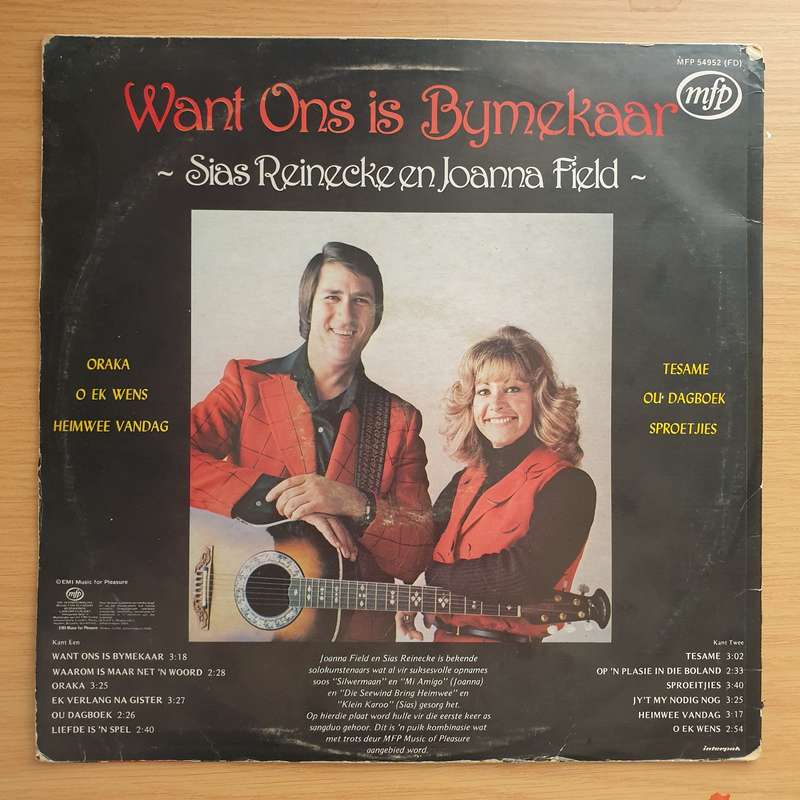 Sias Reinecke en Joanna Field  Want Ons is Bymekaar - Vinyl LP Record - Very-Good+ Quality (VG+)