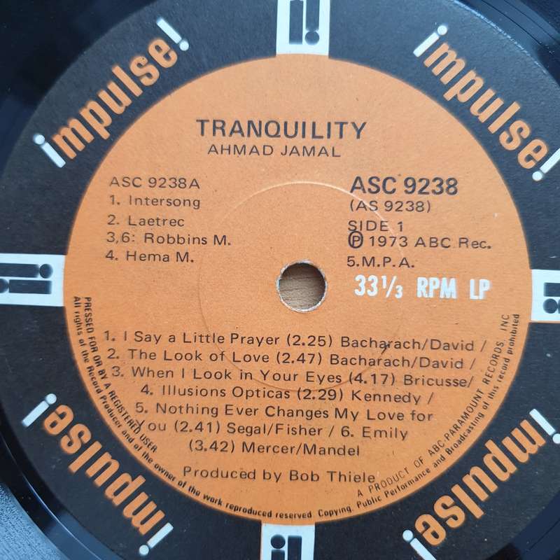 Ahmad Jamal  Tranquility - Vinyl LP Record - Very-Good+ Quality (VG+)