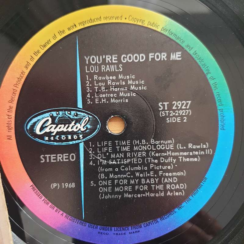 Lou Rawls  You're Good For Me - Vinyl LP Record - Very-Good+ Quality (VG+)