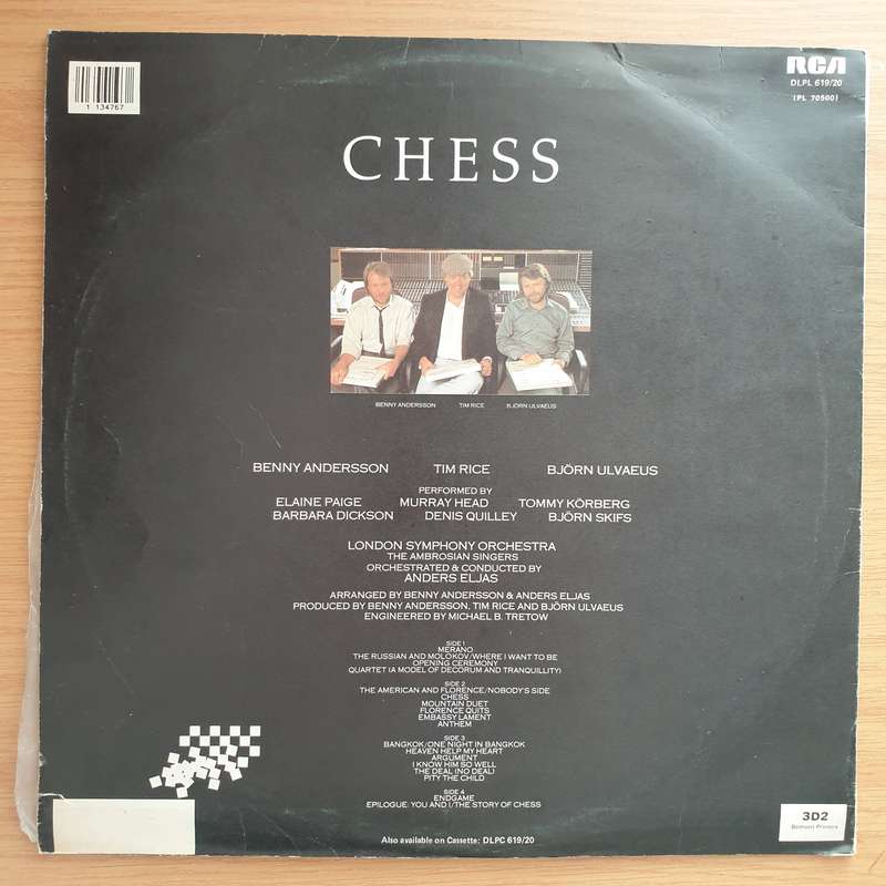Chess - Benny Andersson, Tim Rice, Björn Ulvaeus  (Rhodesia) - Double Vinyl LP Record - Very-...