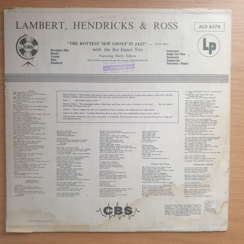 Lambert, Hendricks, & Ross!  The Hottest New Group In Jazz - Vinyl LP Record - Very-Good+ Qual...