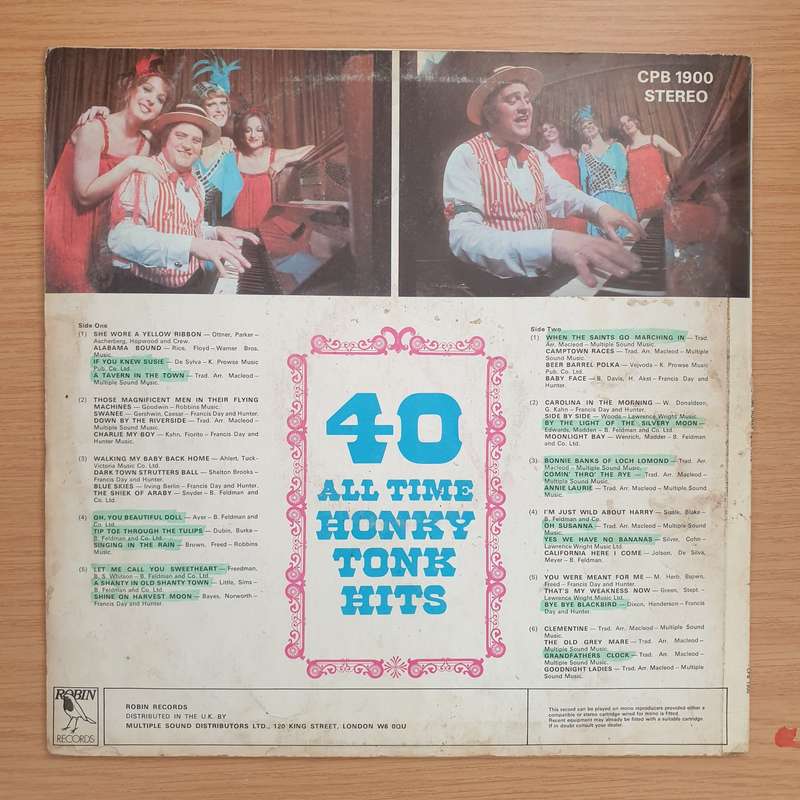 40 All Time Honky Tonk Hits - Warren Carr   Vinyl LP Record VG-)