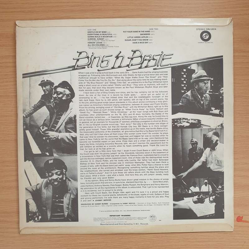 Bing 'n Basie  Bing 'n Basie - Vinyl LP Record - Very-Good+ Quality (VG+) (verygoodplus)