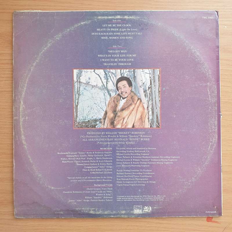 Smokey Robinson  Warm Thoughts  Vinyl LP Record - Very-Good+ Quality (VG+) (verygoodplus)