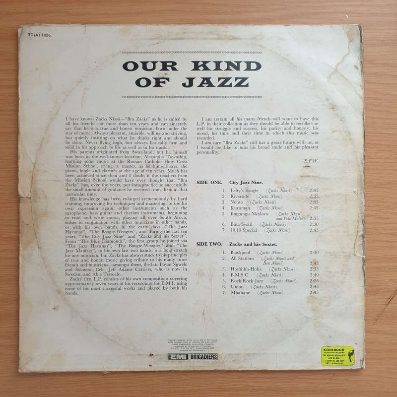 Zacks Nkosi  Our Kind Of Jazz-  Vinyl LP Record - Very-Good Quality (VG) (verry)