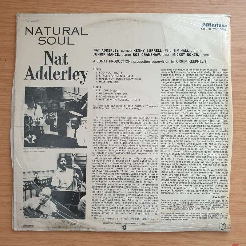 Nat Adderley  Natural Soul - Vinyl LP Record - Very-Good+ Quality (VG+) (verygoodplus)