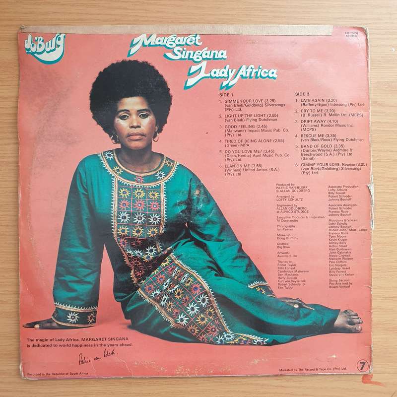 Margaret Singana  Lady Africa - Vinyl LP Record - Very-Good+ Quality (VG+) (verygoodplus)