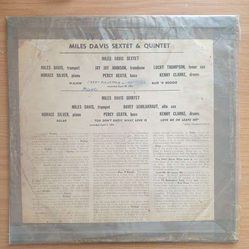 Miles Davis All Stars  Walkin' - Vinyl LP Record - Good Quality (G)