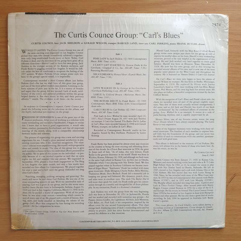 The Curtis Counce Group  Carl's Blues - Vinyl LP Record - Very-Good- Quality (VG-) (verygoodmi...