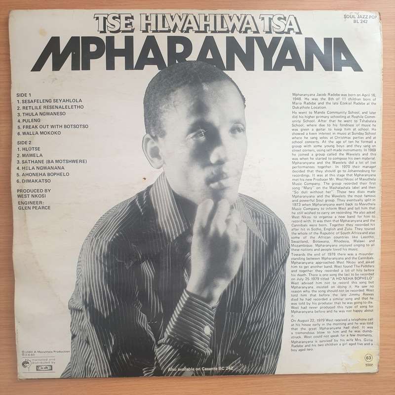 Mpharanyana And The Peddlers  Tse Hlwahlwa Tsa - Vinyl LP Record - Very-Good+ Quality (VG+) (v...