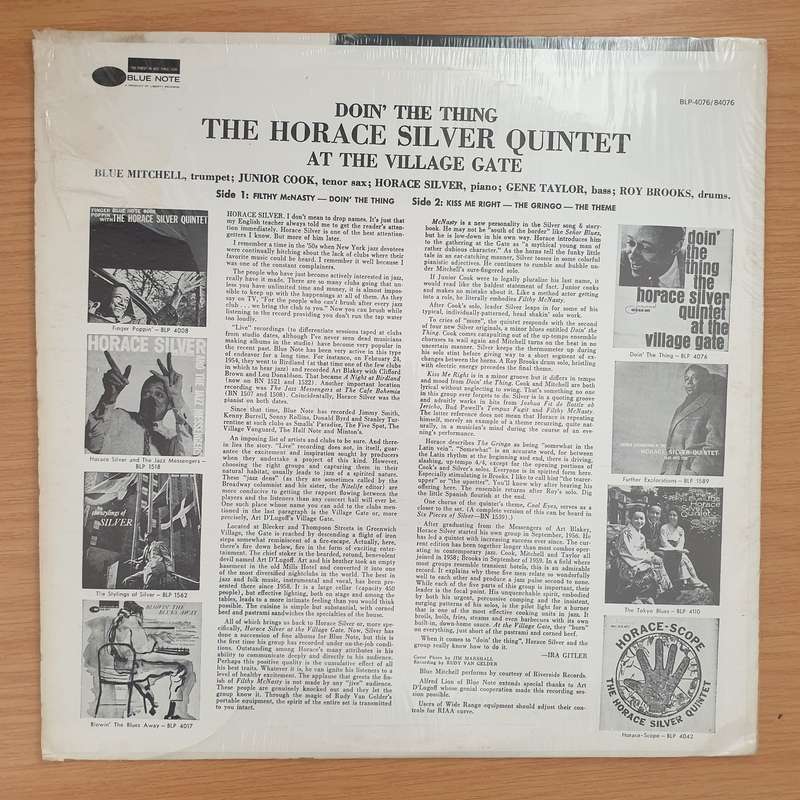 The Horace Silver Quintet  Doin' The Thing - At The Village Gate (Blue Note) -  Vinyl LP Recor...