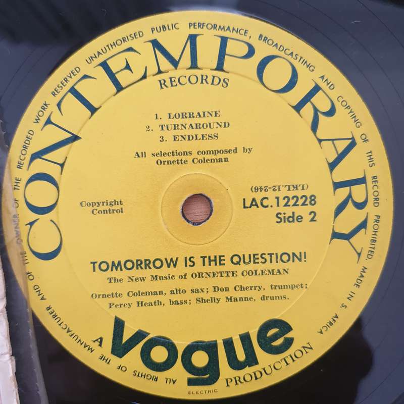 Ornette Coleman  Tomorrow Is The Question! -  Vinyl LP Record - Very-Good Quality (VG) (verry)