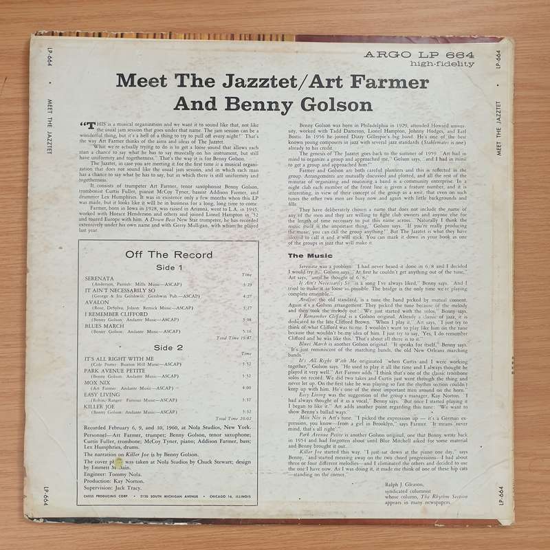 Art Farmer - Benny Golson  Meet The Jazztet -  Vinyl LP Record - Very-Good Quality (VG) (verry)