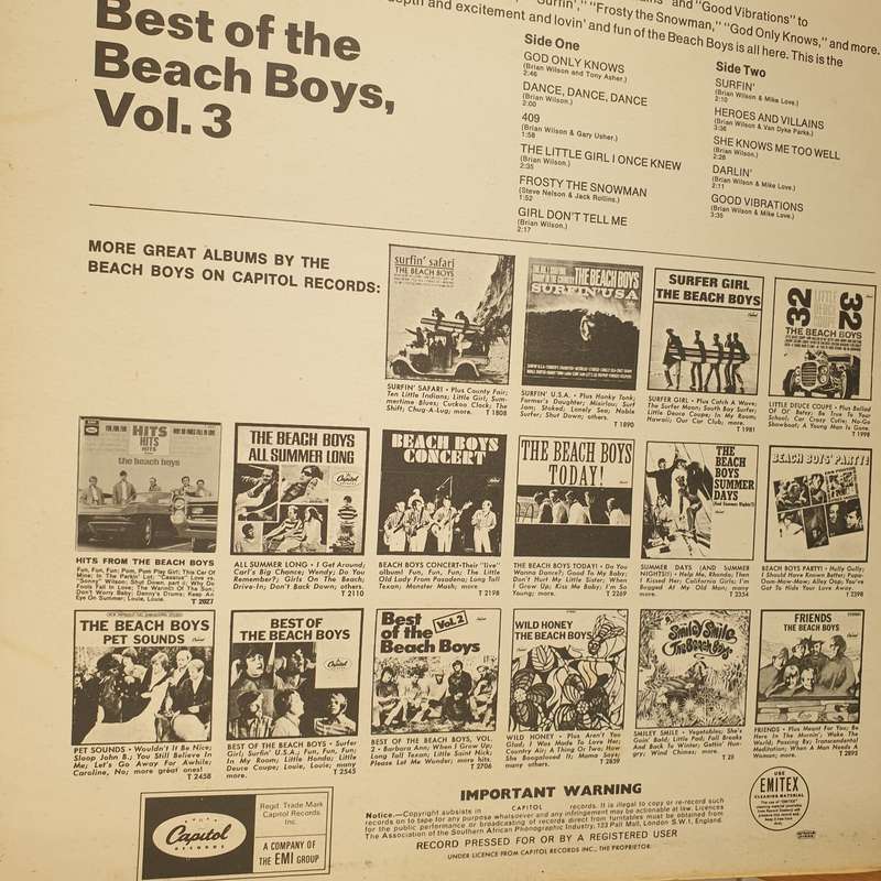 The Beach Boys  The Best Of The Beach Boys Vol. 3 - Vinyl LP Record - Very-Good+ Quality (VG+)