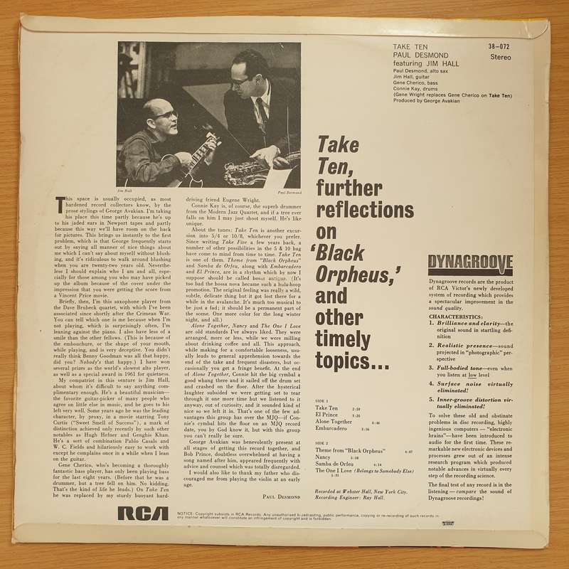 Paul Desmond  Take Ten (38072) - Vinyl LP Record (VG+)