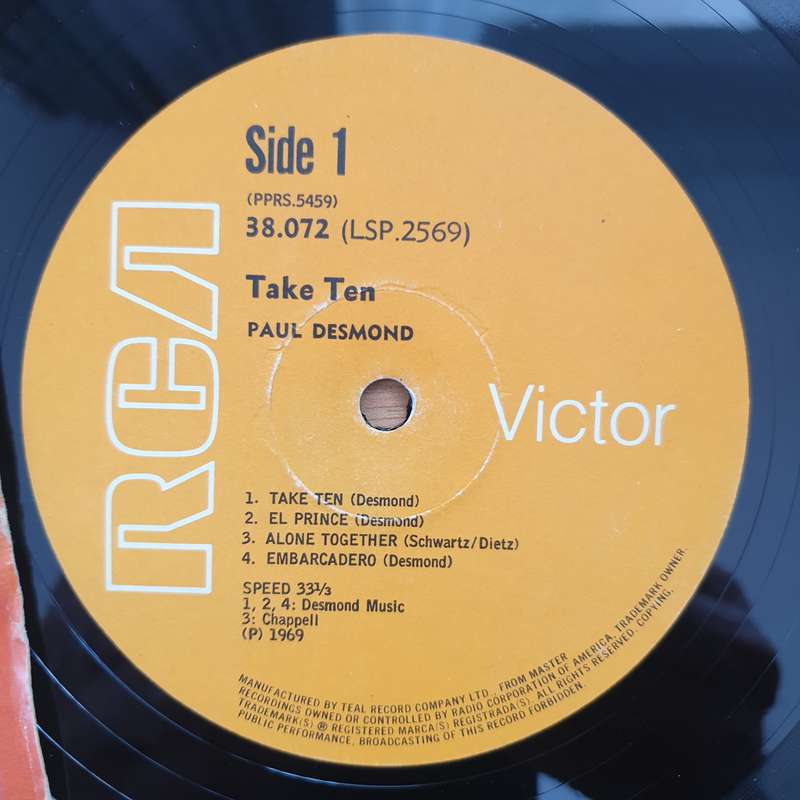 Paul Desmond  Take Ten (38072) - Vinyl LP Record (VG+)
